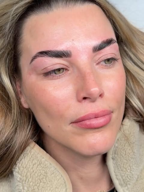 Laminated, brushed-up brows
